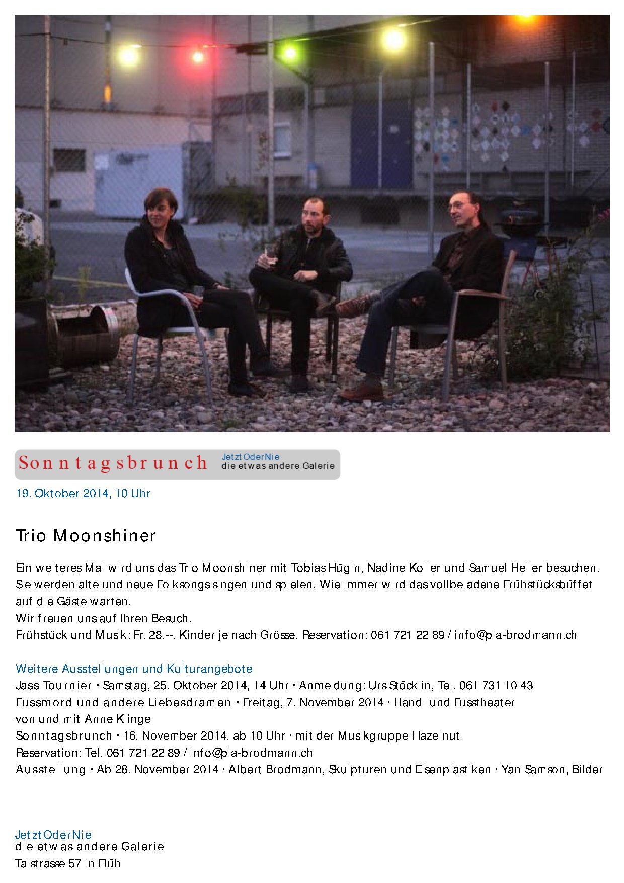 Flyer Brunch Gallerie JetztOderNie